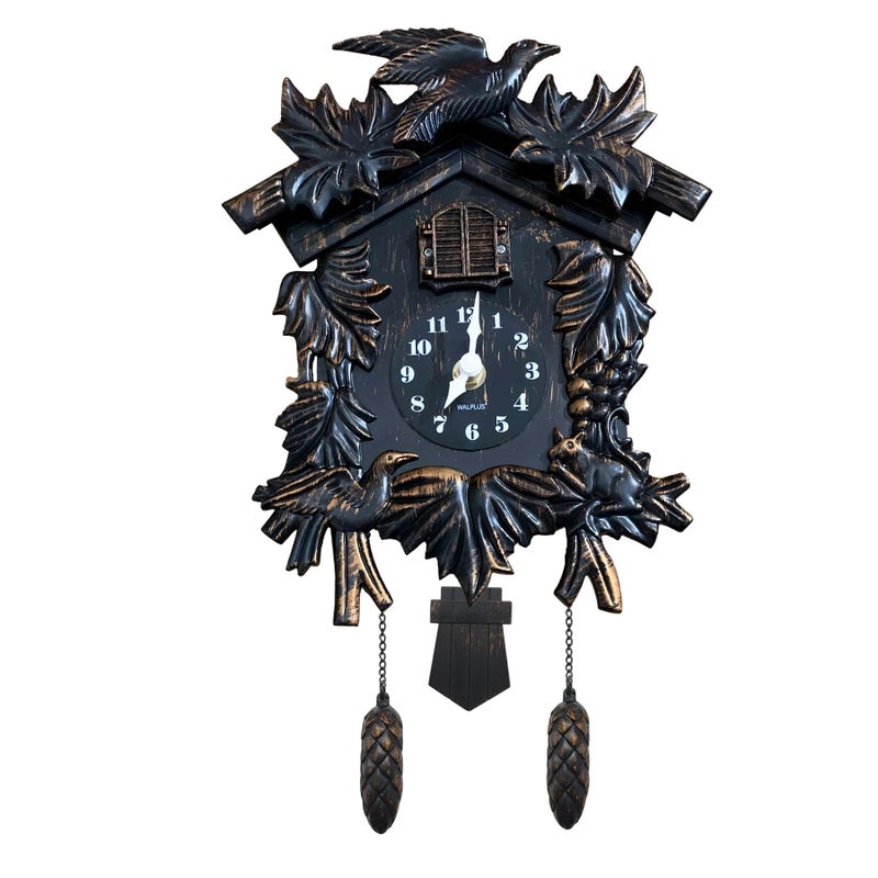 WALPLUS Chiming Classic Black Cuckoo Wall Clock Hanging Bird Clock Home Decor Christmas Clock Gifts - Image 3